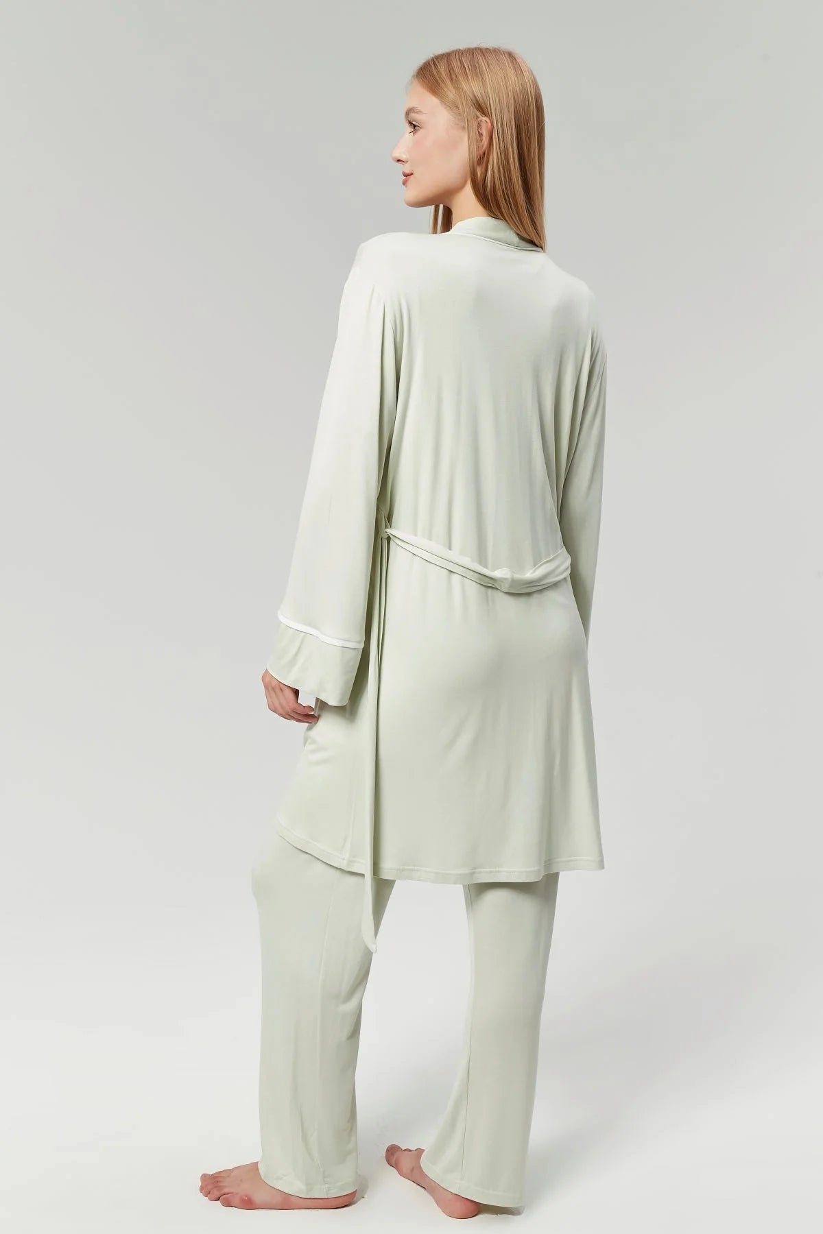 Kruvaze Sabahlıklı Lohusa Hamile Pijama Takımı Mint - 529