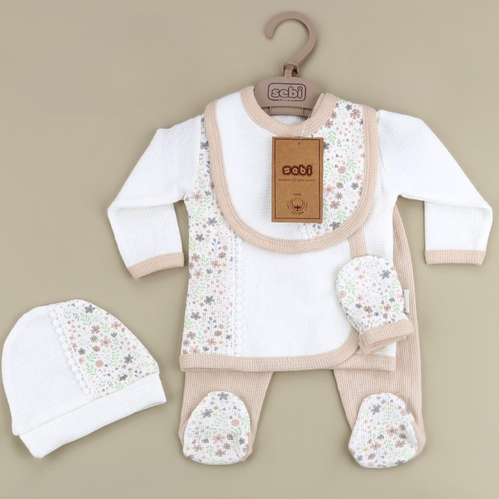 Çiçekli Önden Çıtçıtlı 5 'Li Hastane Çıkışı - 001.2034.12