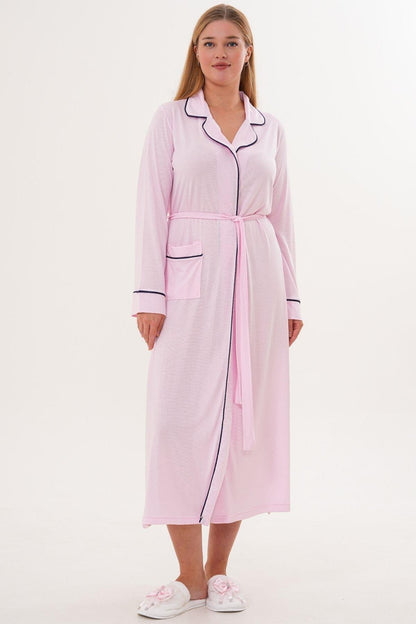 Sabahlık Gecelik Pijama 4'lü Set Pembe - 6335