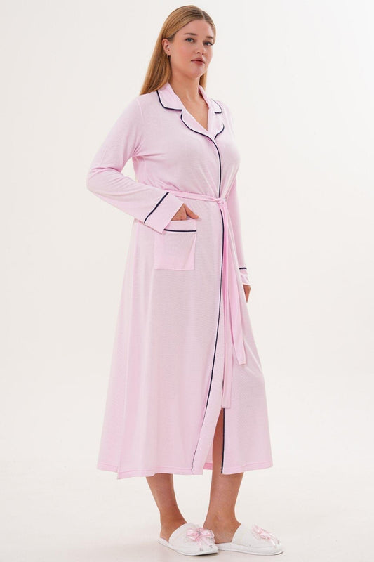 Uzun Lohusa Hamile Sabahlık Pembe - 6309