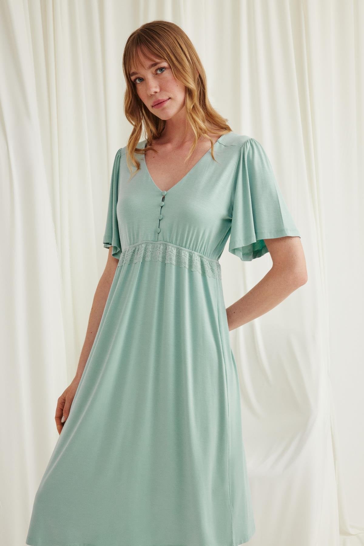 Önden Düğmeli Lohusa Gecelik - 18600