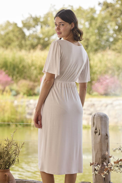 Dirsek Kol Önden Düğmeli Lohusa Hamile Gecelik - 24078