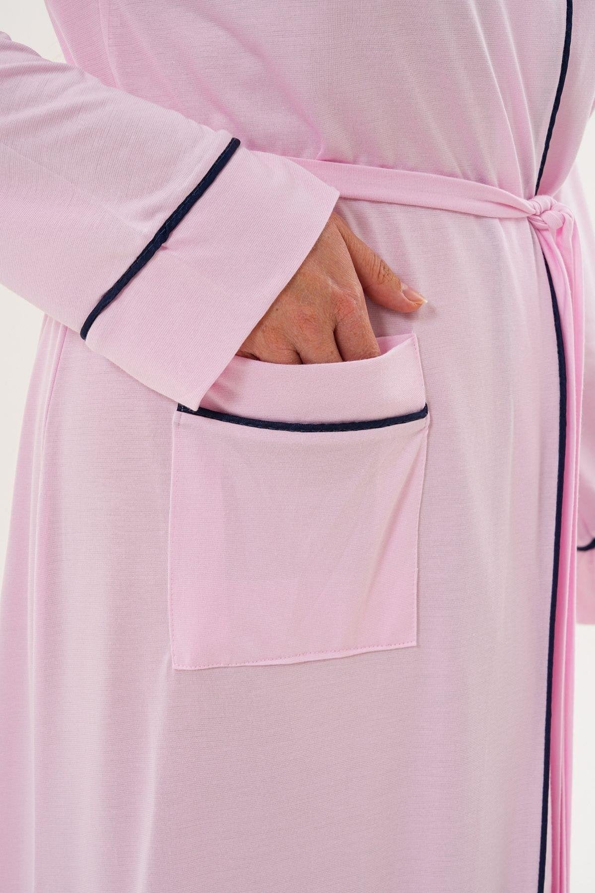 Sabahlık Gecelik Pijama 4'lü Set Pembe - 6335