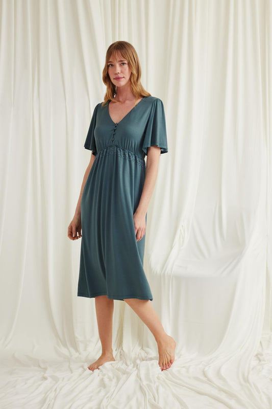 Önden Düğmeli Lohusa Gecelik - 18597