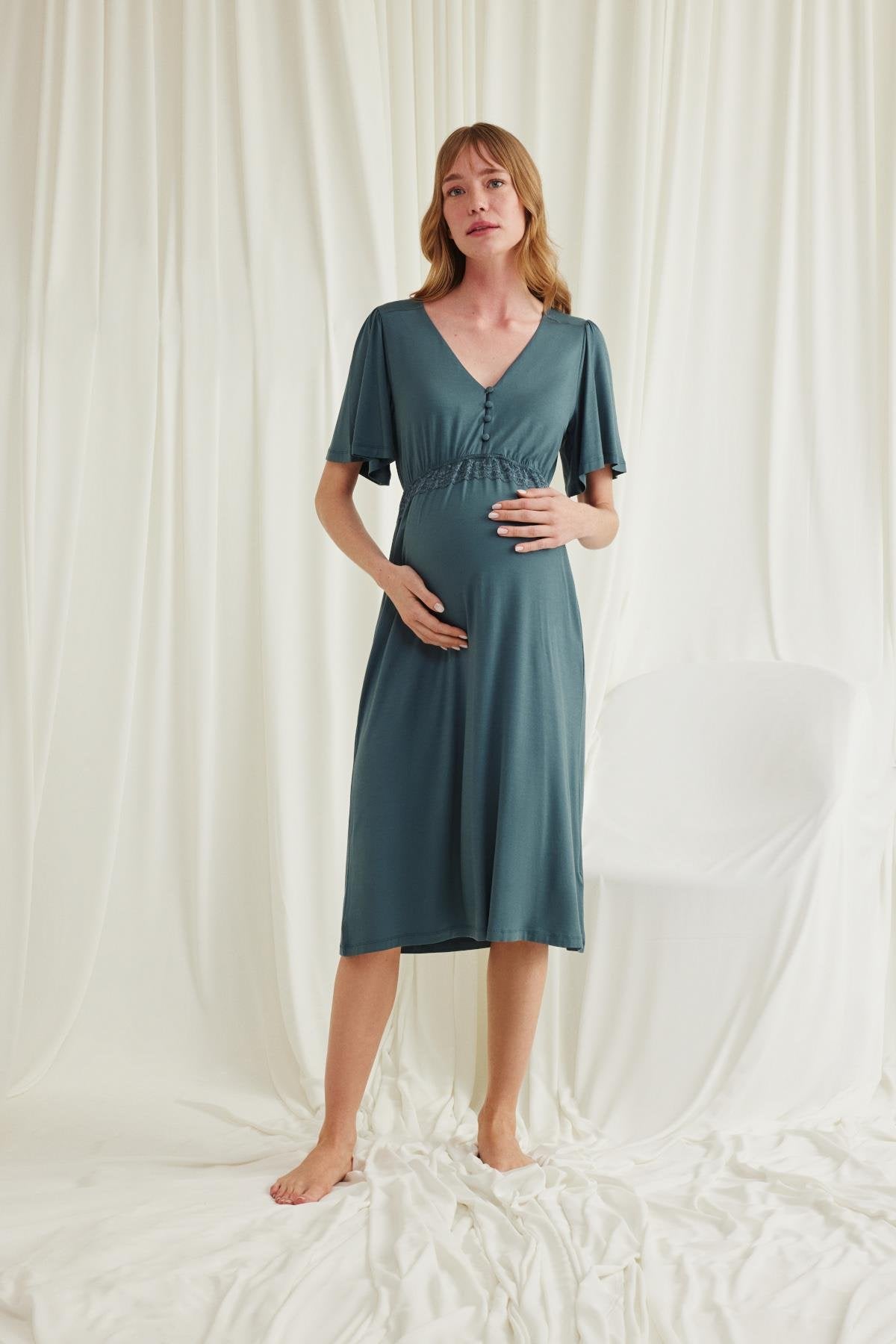 Önden Düğmeli Lohusa Gecelik - 18597