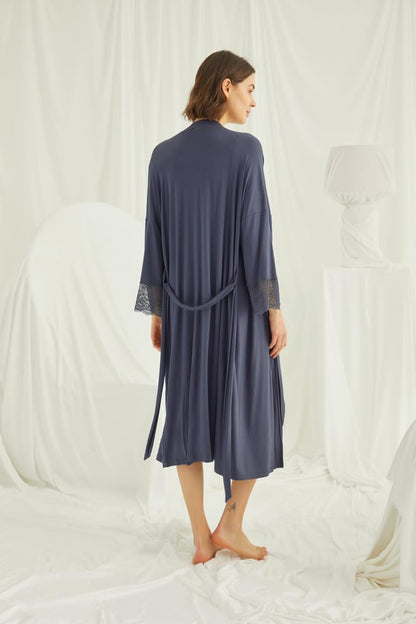 Dantelli Omuz Sabahlıklı Lohusa Gecelik Takımı - 18210