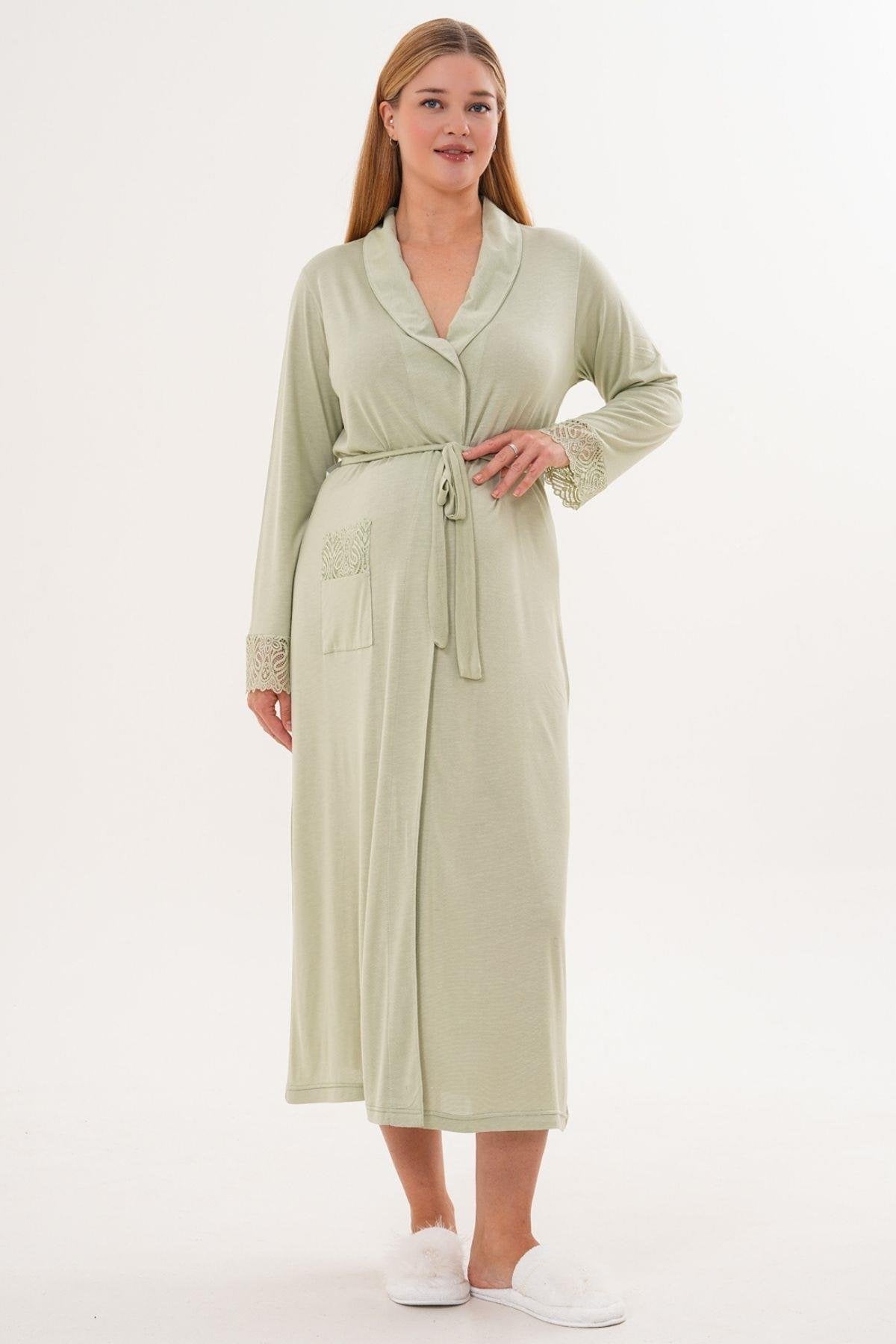 Uzun Lohusa Hamile Sabahlık Yeşil - 6306
