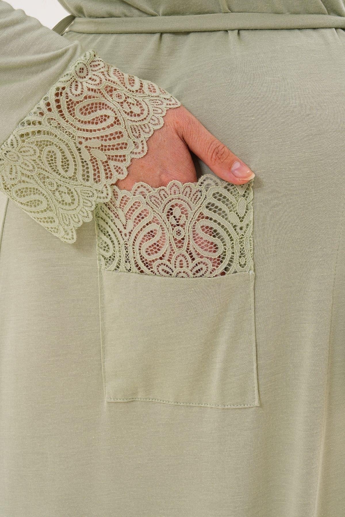 Uzun Lohusa Hamile Sabahlık Yeşil - 6306