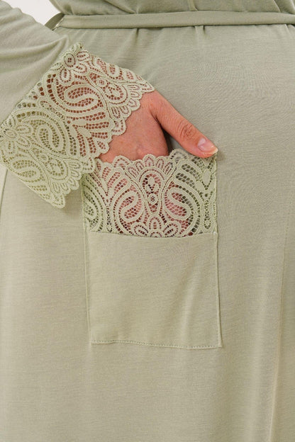 Uzun Lohusa Hamile Sabahlık Yeşil - 6306