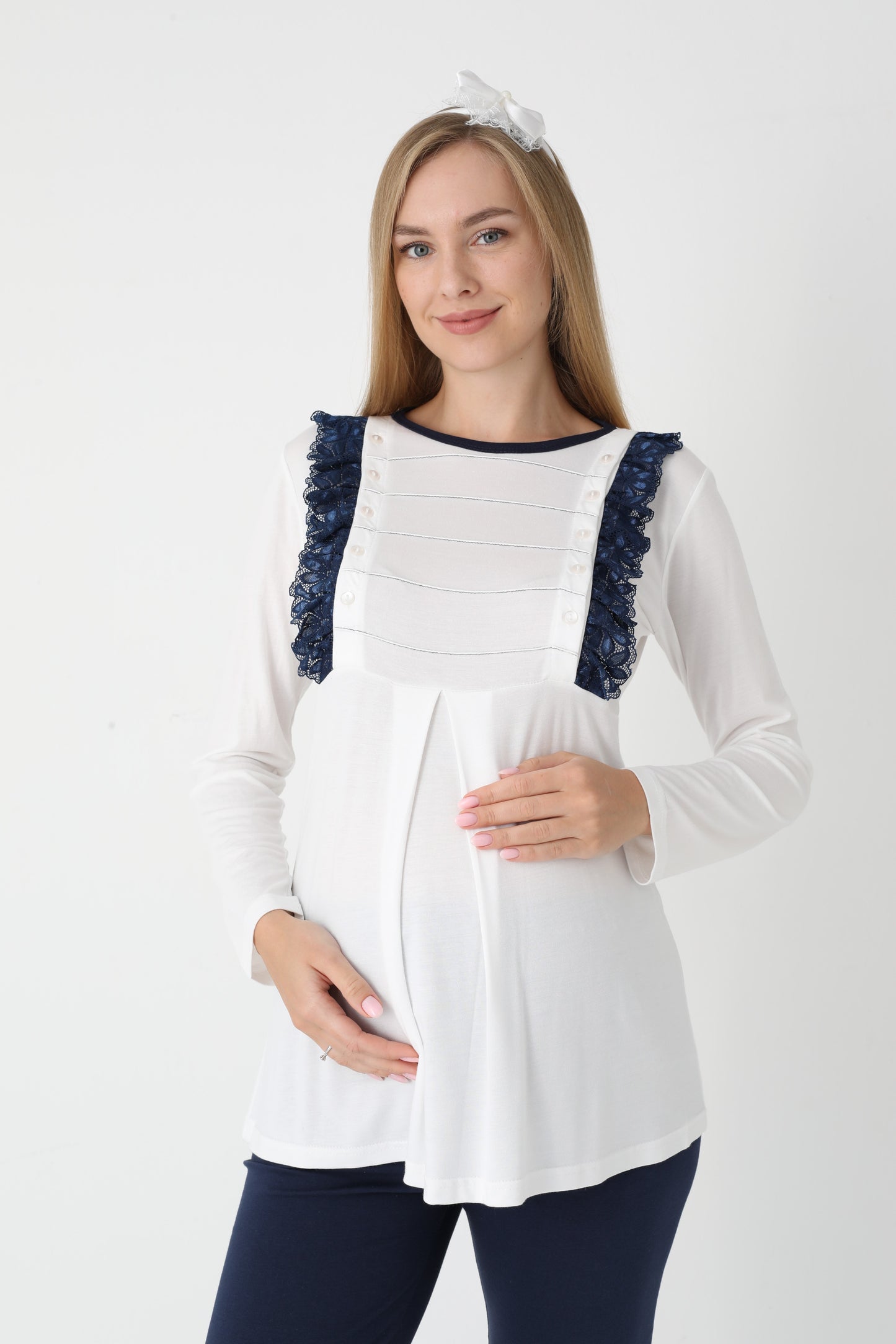 3’Lü Pijama Takımı - Puantiyeli Sabahlıklı Lohusa Hamile Takım - 3451