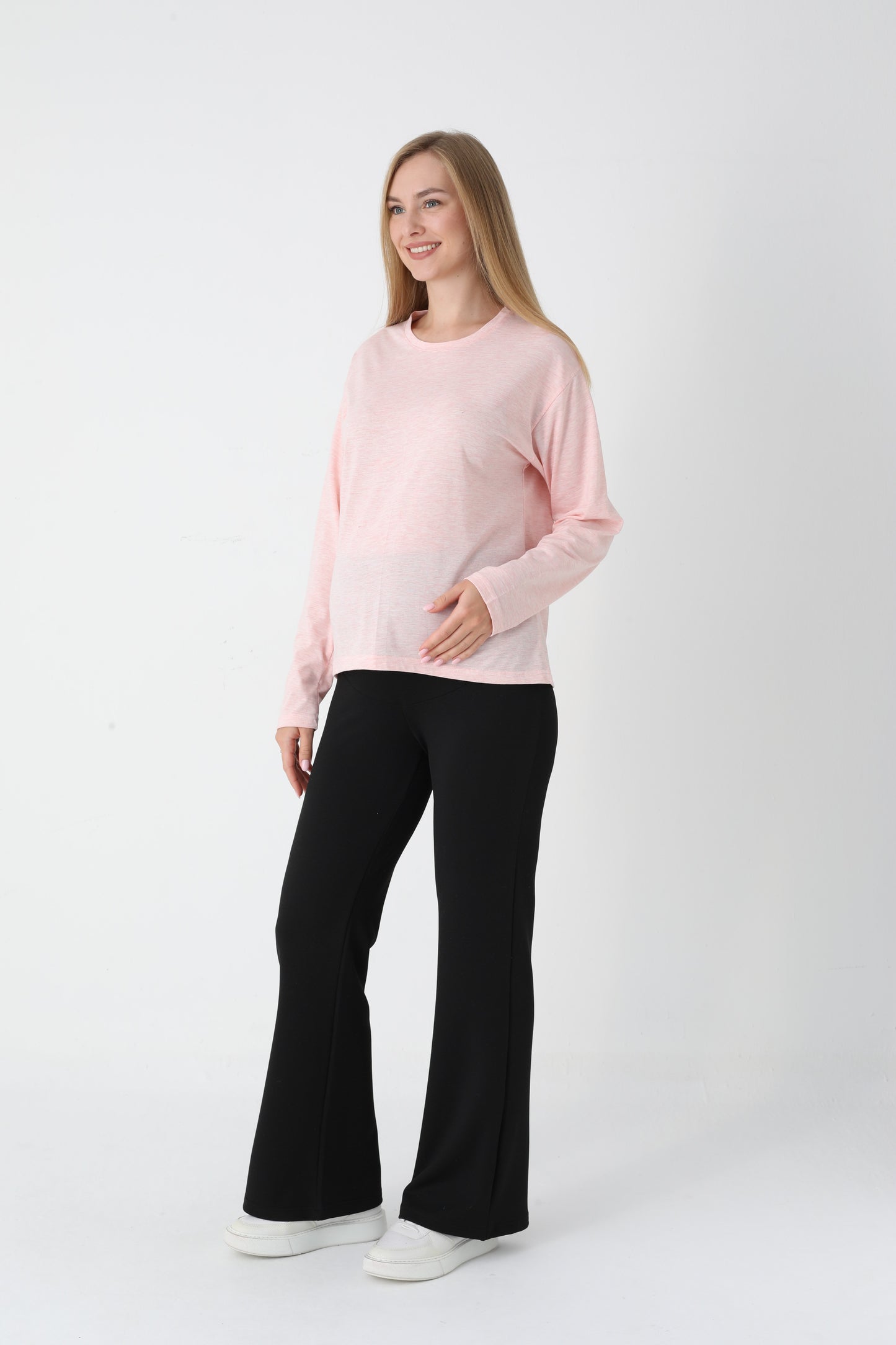 Uzun Kollu Üst İspanyol Paça Pantolon  Hamile Lohusa Takım - 1174