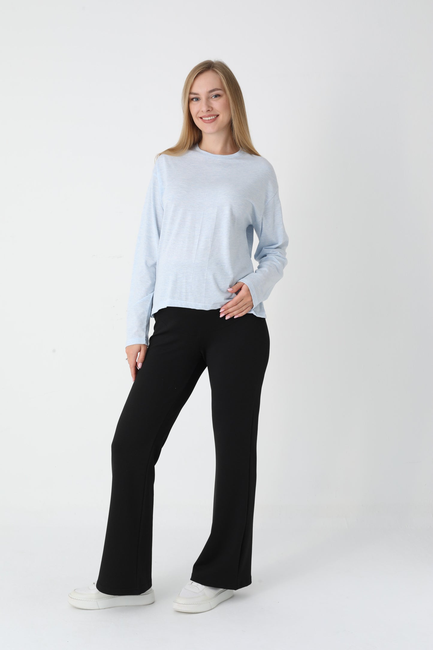 Uzun Kollu Üst İspanyol Paça Pantolon  Hamile Lohusa Takım - 1174