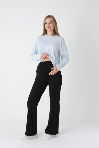 Uzun Kollu Üst İspanyol Paça Pantolon  Hamile Lohusa Takım - 1174