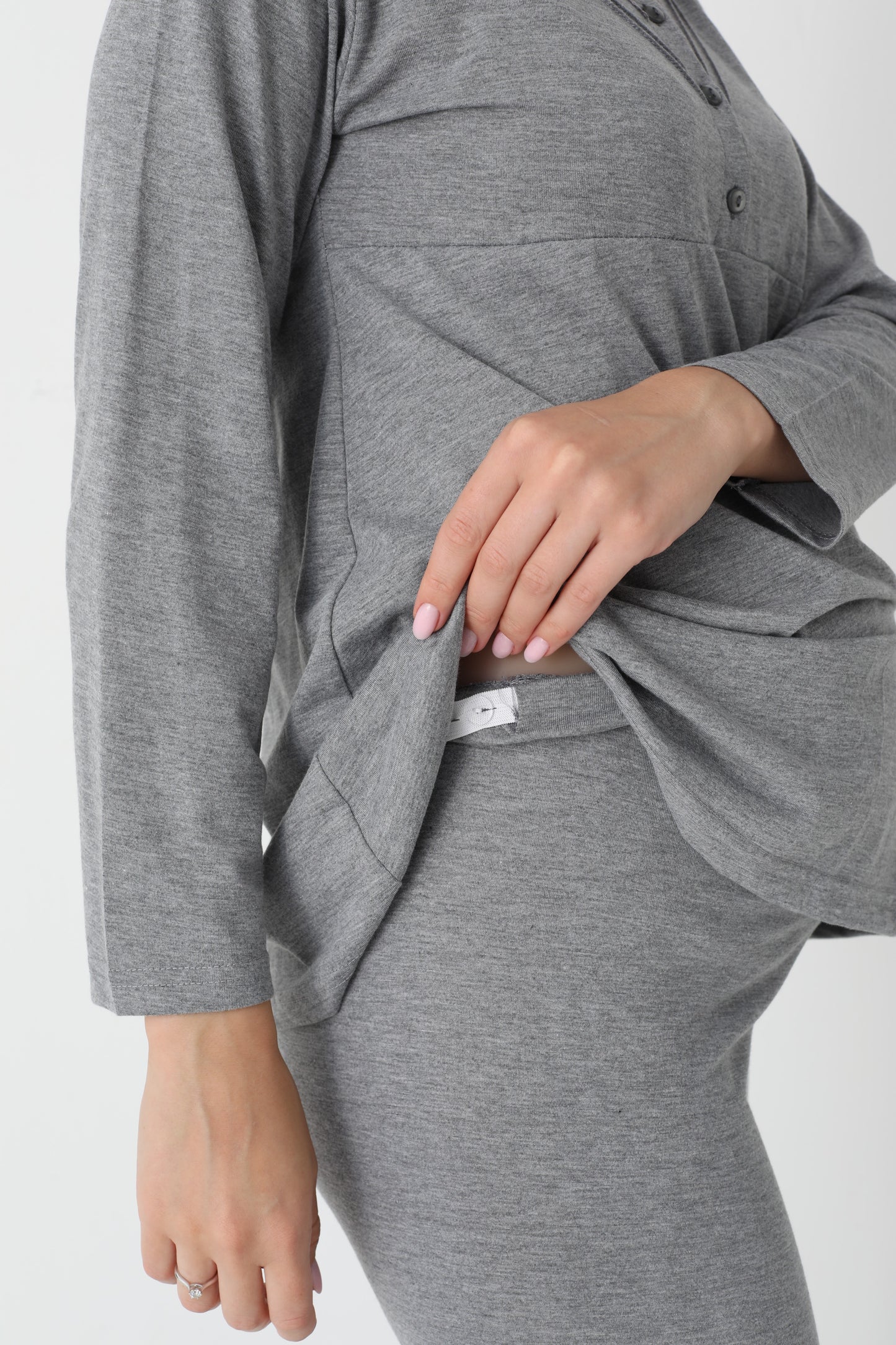 3’Lü Pijama Takımı - Desenli Sabahlıklı Lohusa Hamile Takım - 3452