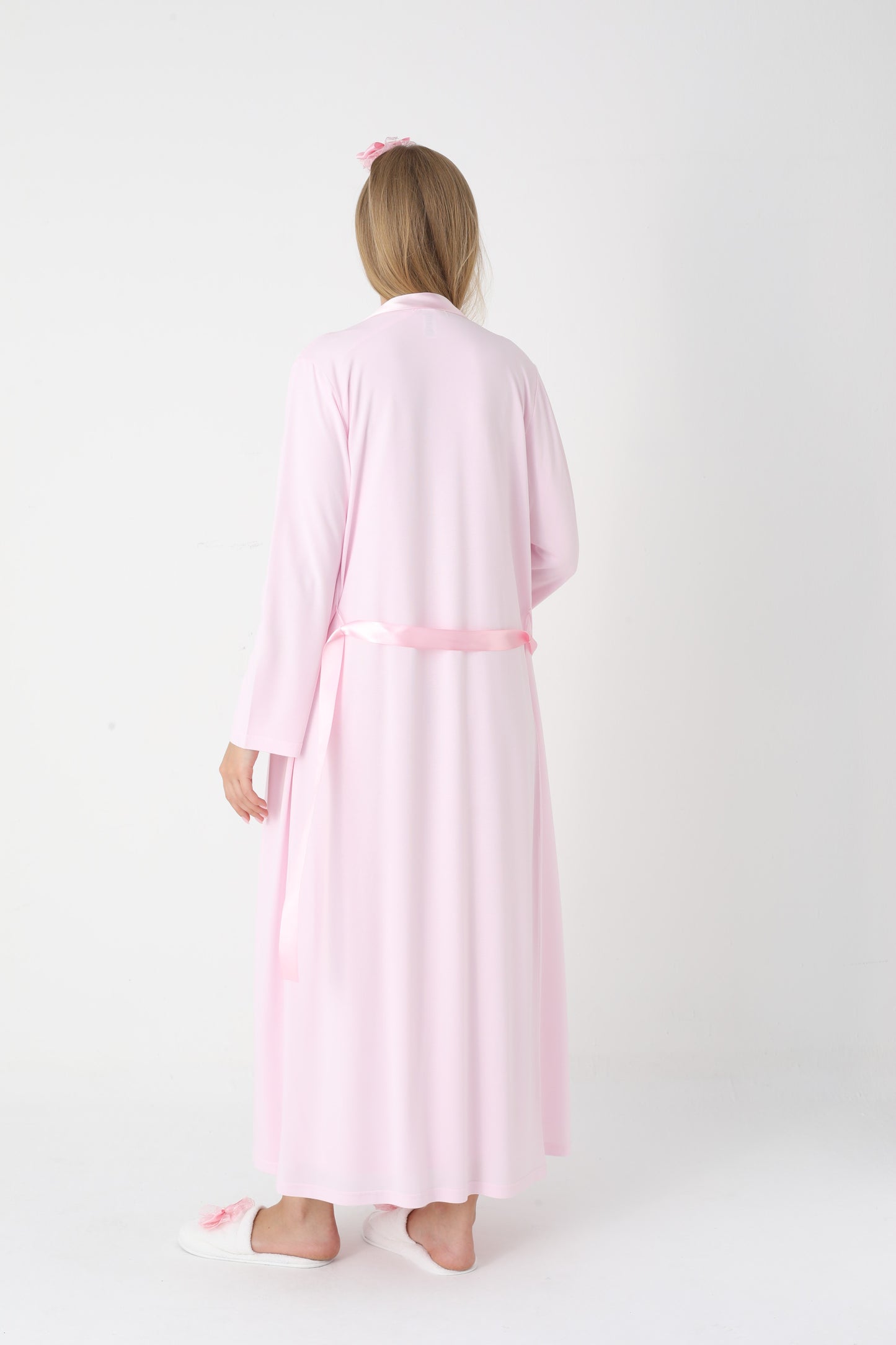 Uzun Kollu Dantel Detaylı Önden Düğmeli Sabahlıklı Lohusa Hamile Gecelik -2302