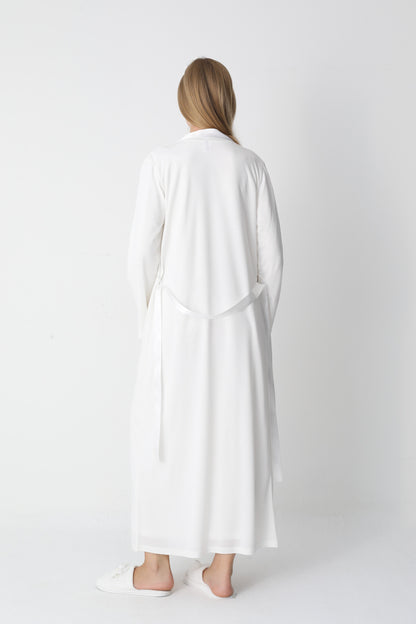 Uzun Kollu Dantel Detaylı Önden Düğmeli Sabahlıklı Lohusa Hamile Gecelik -2302