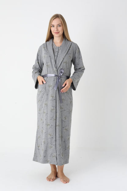 Lohusa Uzun Gecelik ve Sabahlık Hamile Takım Önden Düğmeli Emzirme ve Tesettüre Uygun 2310