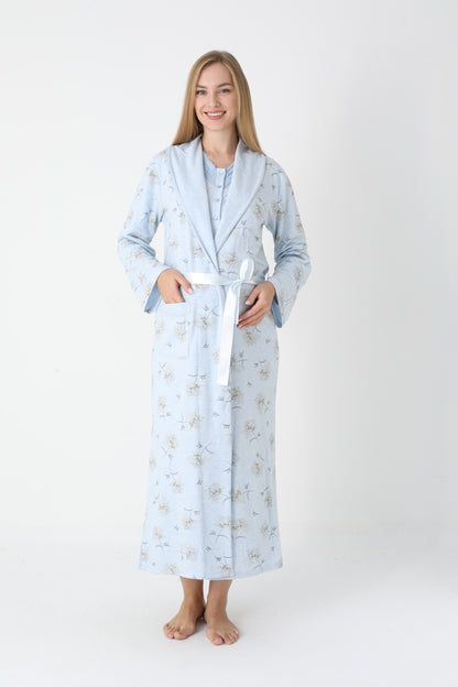 Lohusa Uzun Gecelik ve Sabahlık Hamile Takım Önden Düğmeli Emzirme ve Tesettüre Uygun 2310