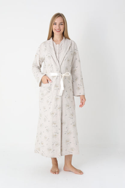 Lohusa Uzun Gecelik ve Sabahlık Hamile Takım Önden Düğmeli Emzirme ve Tesettüre Uygun 2310