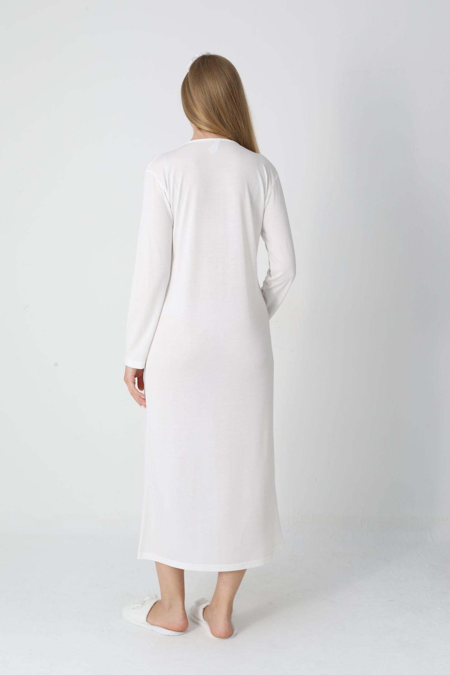 Lohusa Uzun Gecelik ve Sabahlık Hamile Takım Jakarlı Kabartma Noktalı Emzirme ve Tesettüre Uygun -2311