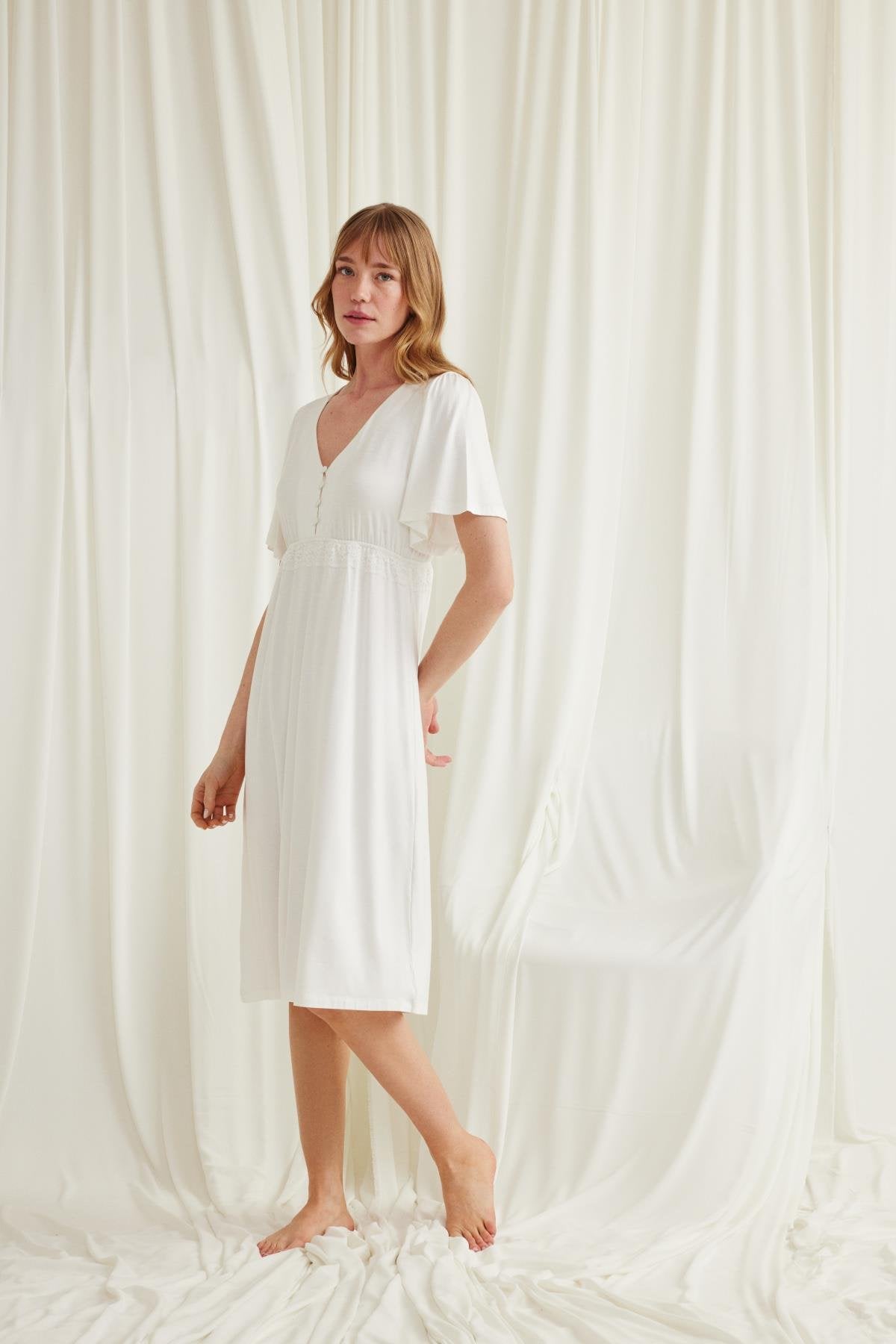 Önden Düğmeli Lohusa Gecelik - 18603