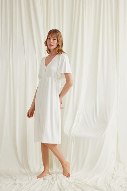 Önden Düğmeli Lohusa Gecelik - 18603