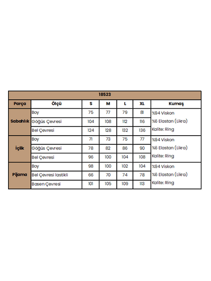 Emzirme Özellikli Önden Düğmeli Dantel Detaylı Sabahlıklı Lohusa Hamile Pijama Takımı 18523