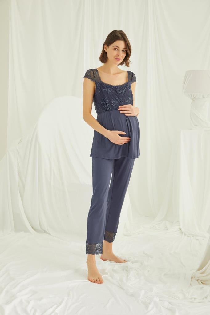 Önden Düğmeli Lohusa Hamile Pijama Takımı 18305