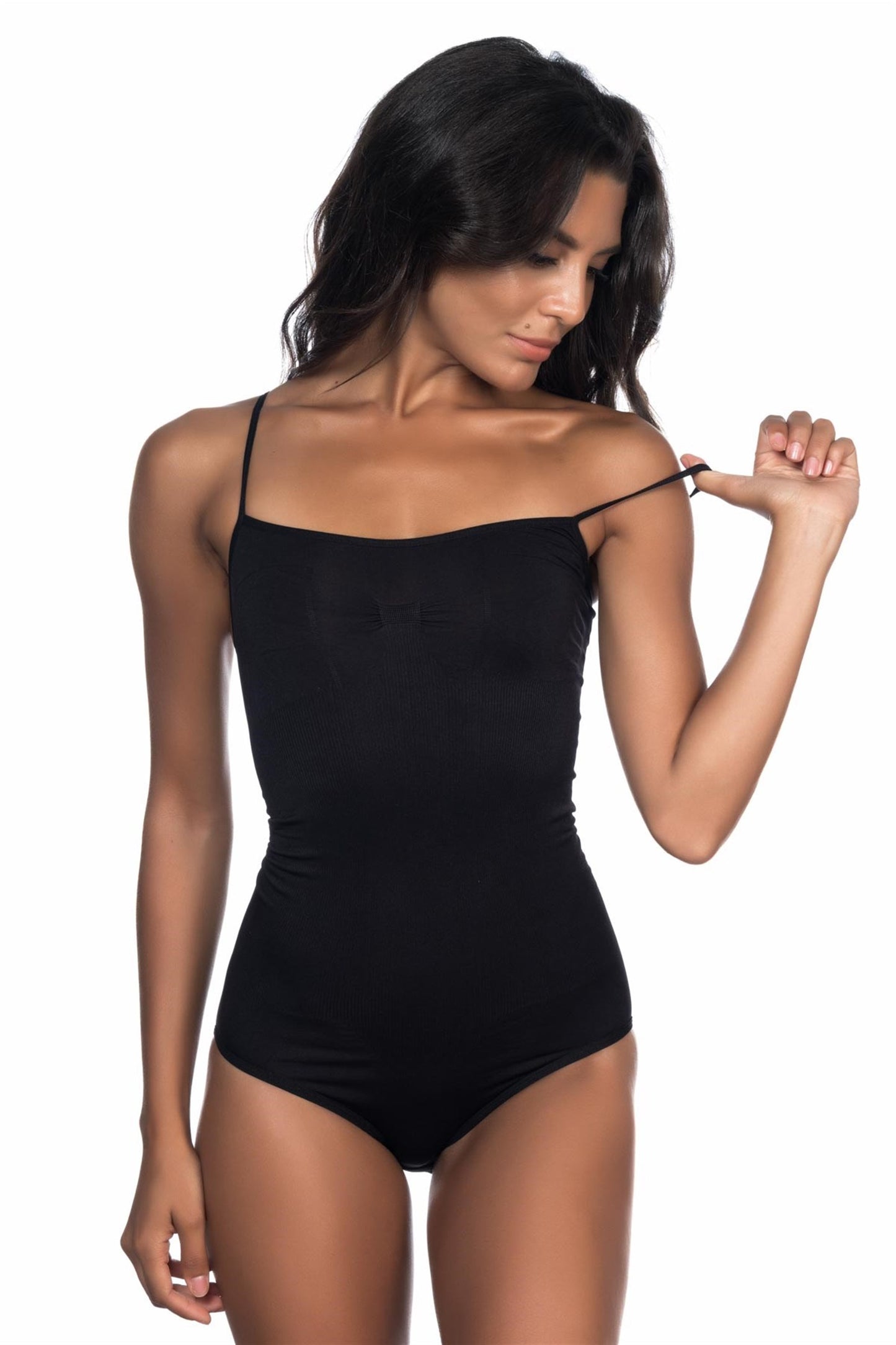 Dikişsiz İp Askı Çıtçıtlı Ripli Body Korse-1923