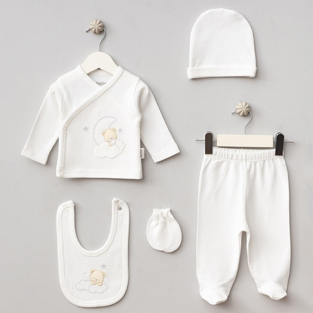 Ayıcık Nakışlı Hastane Çıkışı 5'Li  Ekru - 047.20107.03