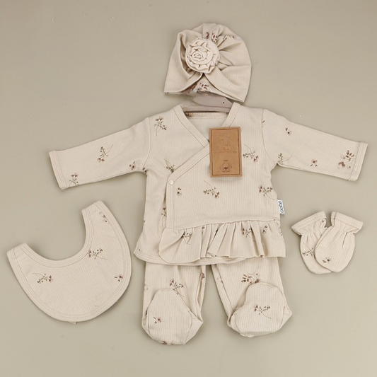 Gül Desenli 5'li Hastane Çıkışı Bej -  001.1112.12