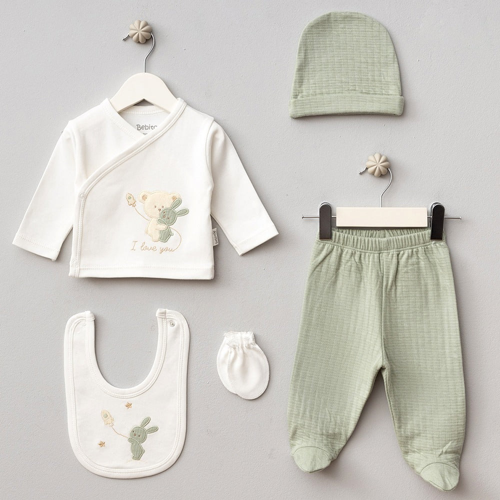 Hastane Çıkışı 5'Li Sarılan Ayıcık Desenli  Mint - 047.20123.08