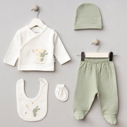 Hastane Çıkışı 5'Li Sarılan Ayıcık Desenli  Mint - 047.20123.08