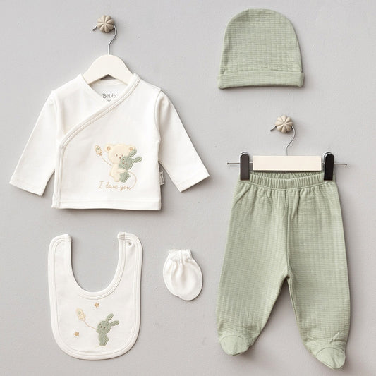 Hastane Çıkışı 5'Li Sarılan Ayıcık Desenli  Mint - 047.20123.08