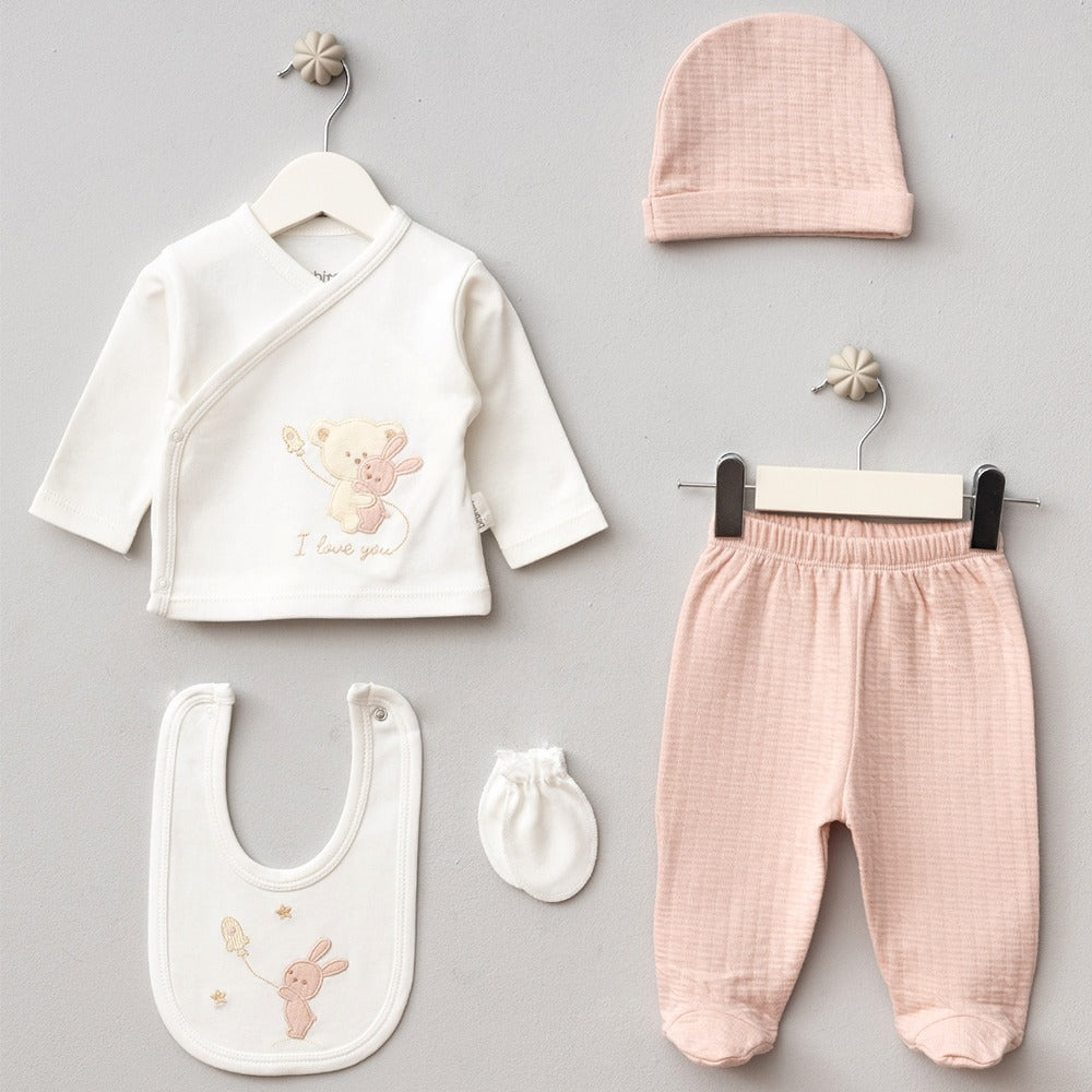 Sarılan Ayıcık Desenli Hastane Çıkışı 5'Li Pudra - 047.20123.17