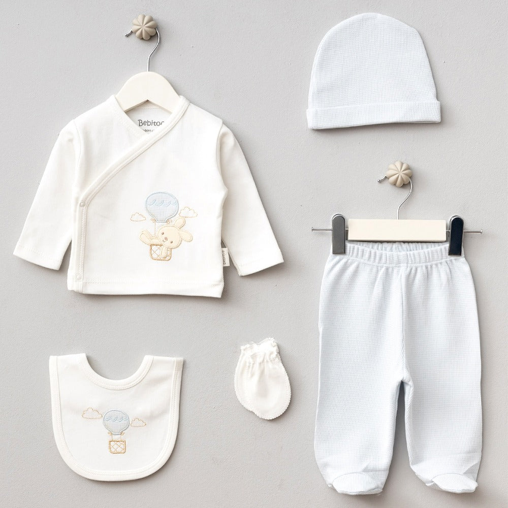 Balon Tutan Tavşan Desenli Hastane Çıkışı 5'Li Mavi -  047.20119.01