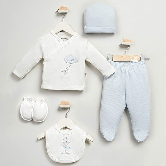 Kutup Ayısı ve Kuş  Desenli Hastane Çıkışı 5'Li Mavi - 047.20217.01