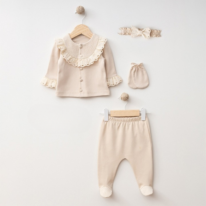 Örme Düğmeli 4'Lü Kız Takım -  145.4363