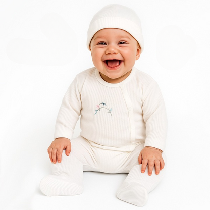 Daldaki Kuş Desenli  5'li Hastane Çıkışı Bej-  001.2043.12