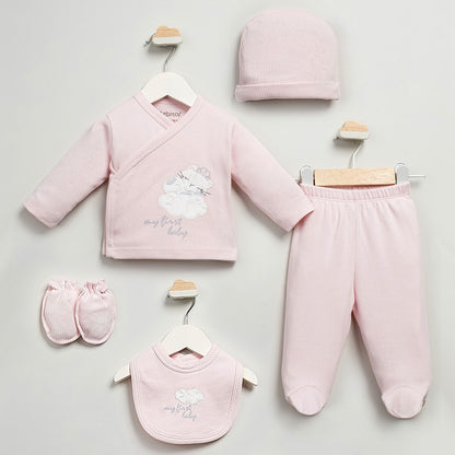 Taçlı Kedi Desenli Hastane Çıkışı 5'Li  Pudra  - 047.20215.02