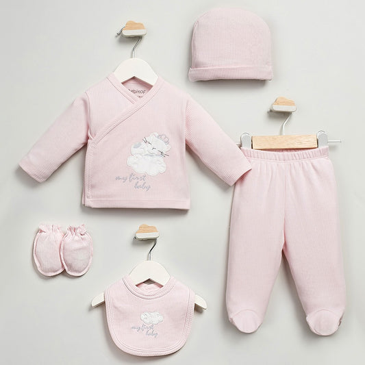 Taçlı Kedi Desenli Hastane Çıkışı 5'Li  Pudra  - 047.20215.02