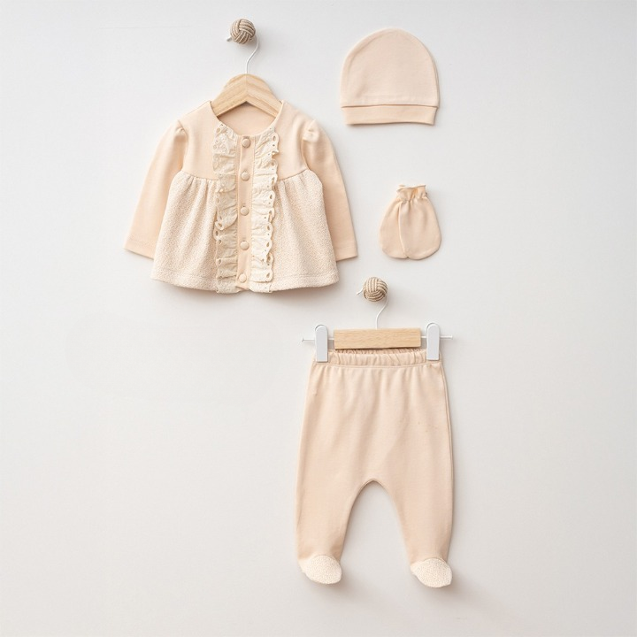 Örme Düğmeli 4'Lü Kız Takım - 145.4364