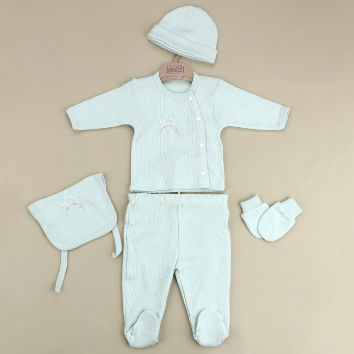 Daldaki Kuş Desenli  5'li Hastane Çıkışı Yeşil - 001.2043.13